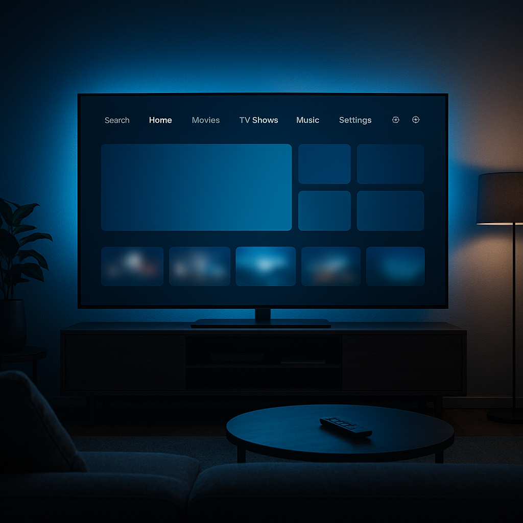 IPTV France streaming illustration smart TV salon moderne