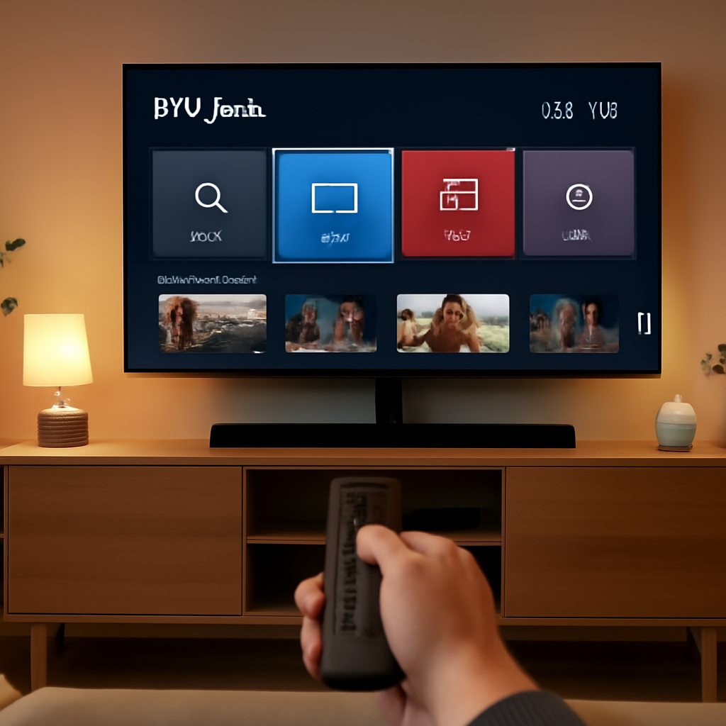 Installation et utilisation d'IPTV Atlas Pro sur une télévision connectée dans un salon moderne