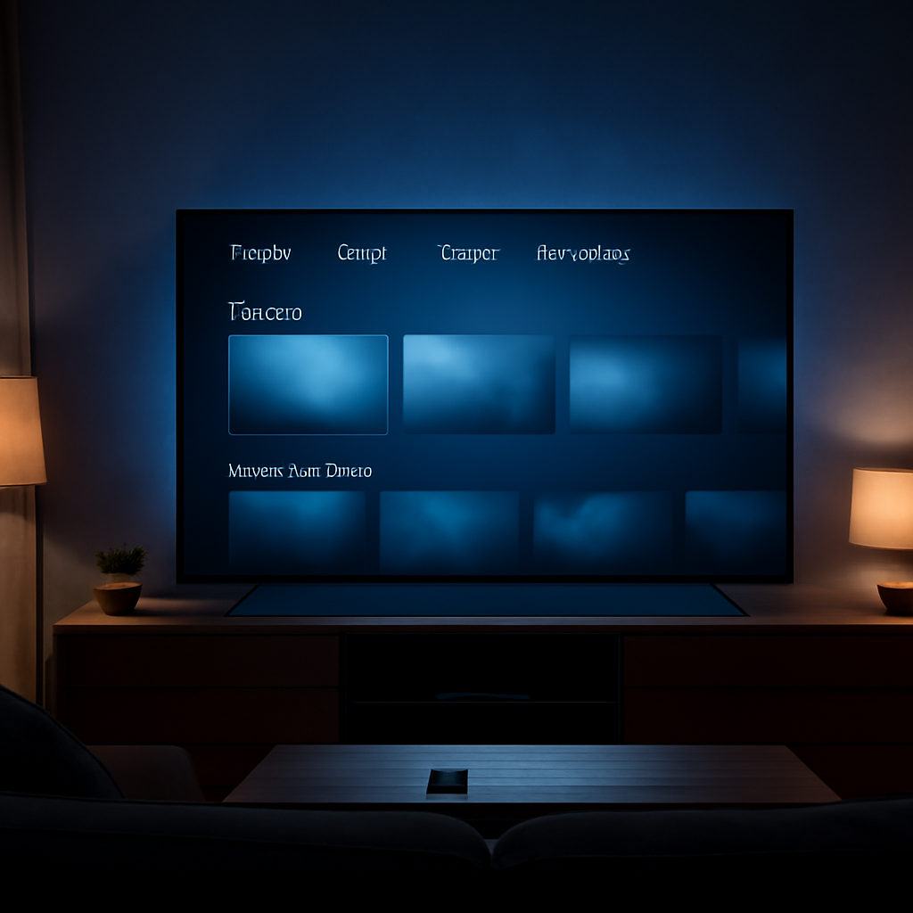Interface Smart TV IPTV France dans un salon moderne