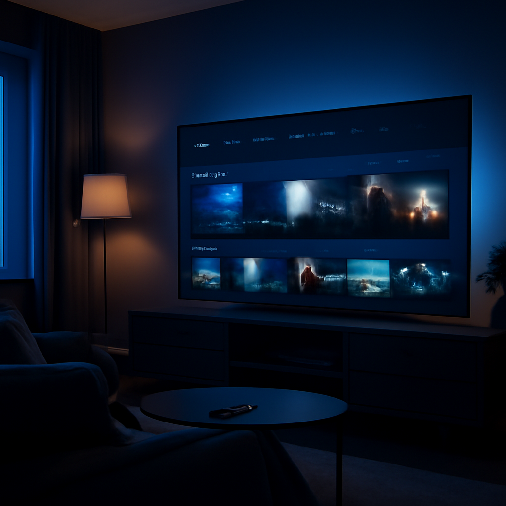 Interface IPTV France avec connexion stable dans un salon moderne