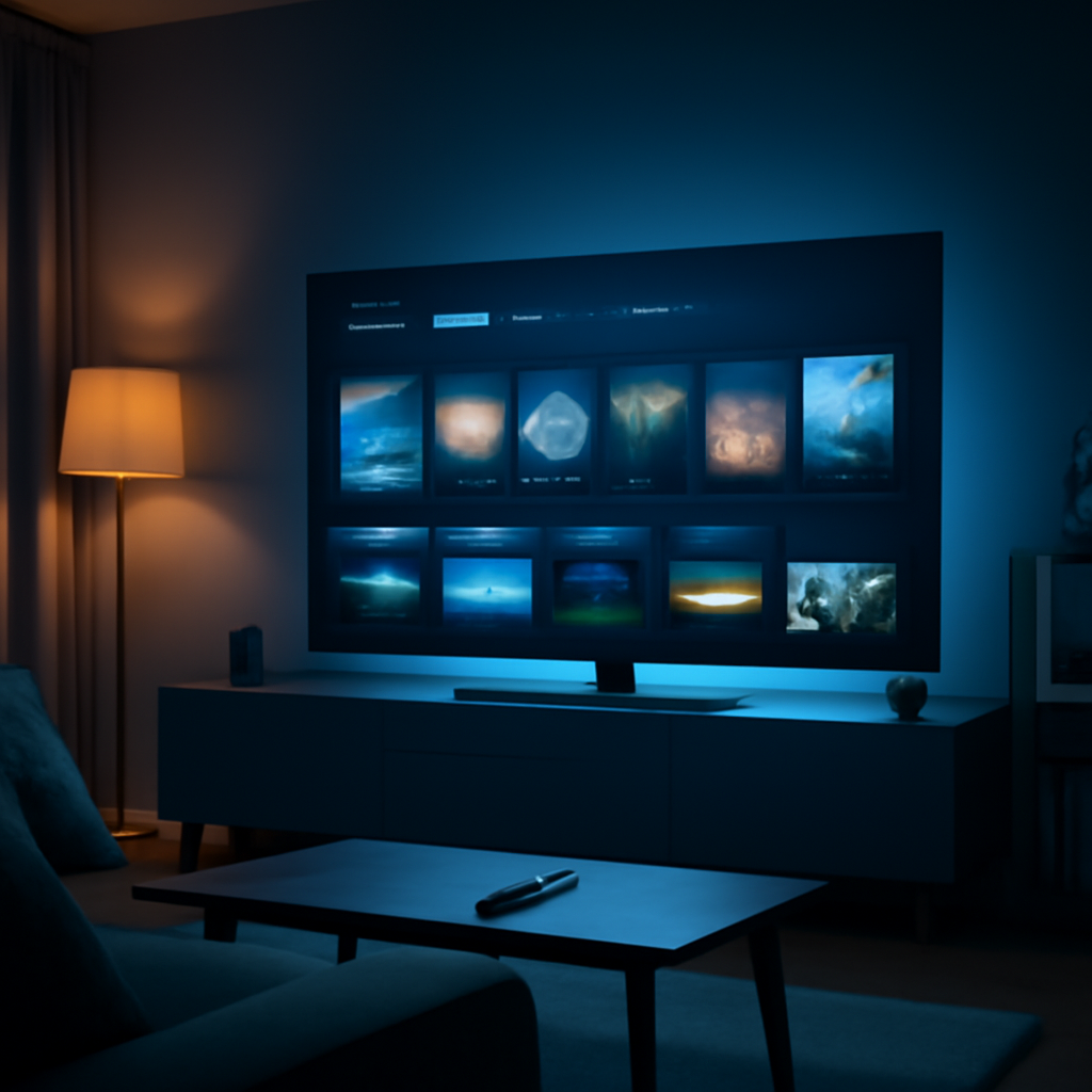 Stabilité IPTV France illustration avec une smart TV dans un salon moderne