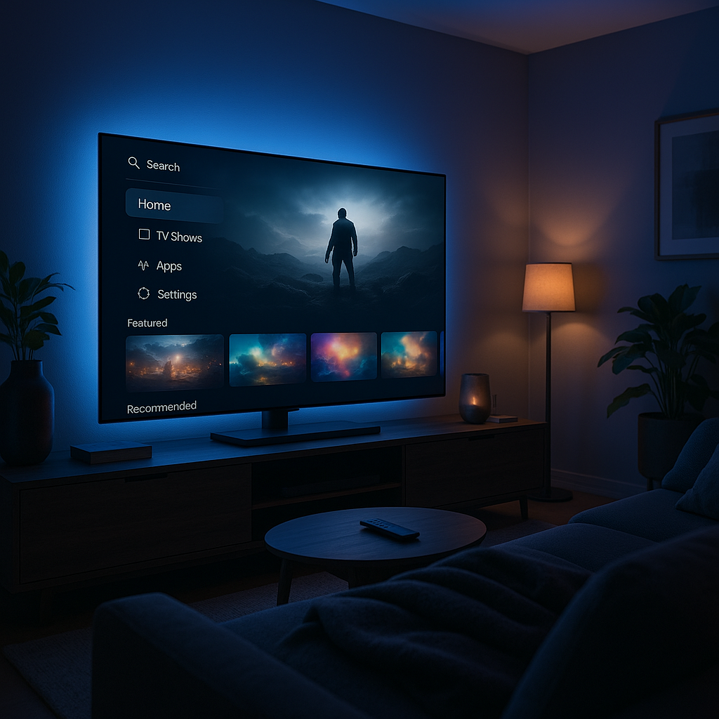 IPTV France : interface streaming stable dans un salon moderne