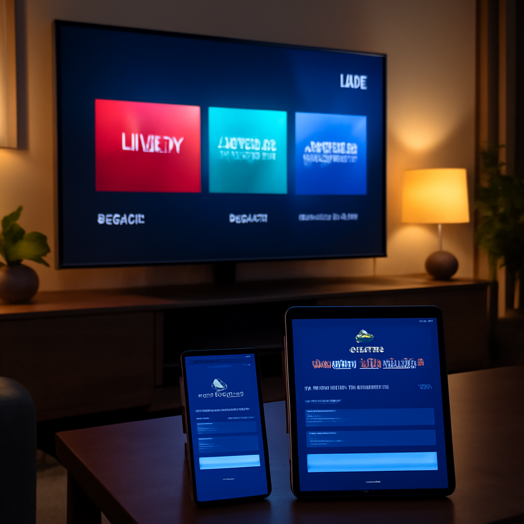 Interface de configuration de IPTV Smarters Pro sur un écran TV dans un salon moderne