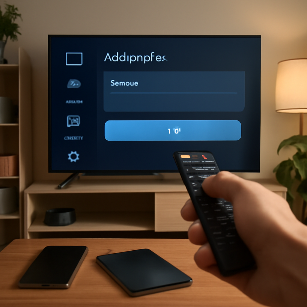 Personne utilisant une Smart TV pour ajouter une liste M3U IPTV dans une application
