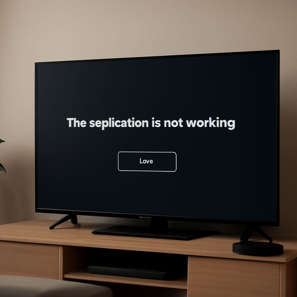Smart TV avec écran d'erreur représentant un problème d'application IPTV qui ne fonctionne pas