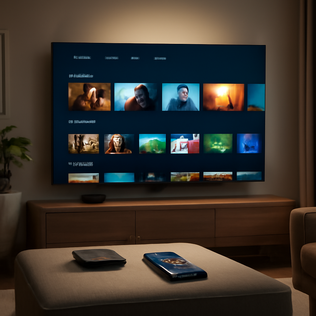 Interface générique de streaming IPTV sur smart TV avec box Android et smartphone