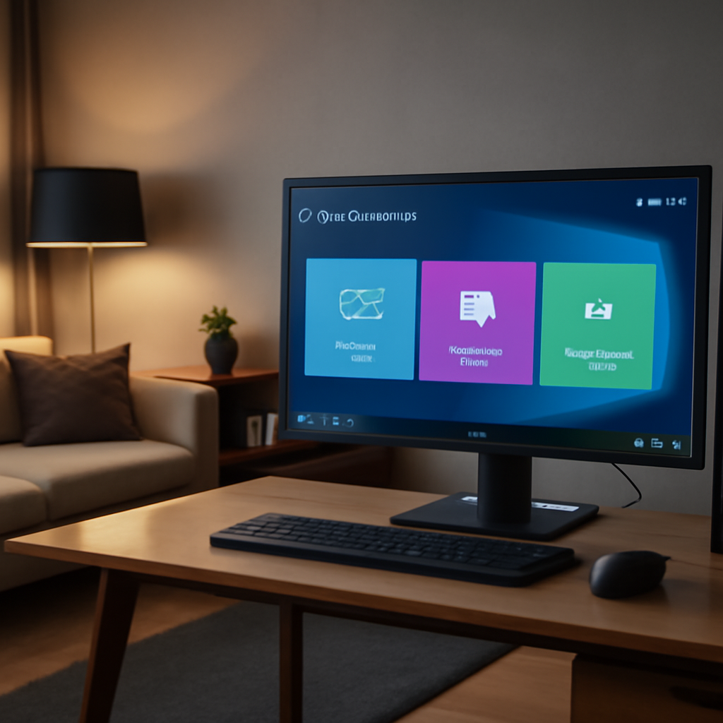 Interface IPTV Smarters Pro sur écran PC Windows dans un salon moderne